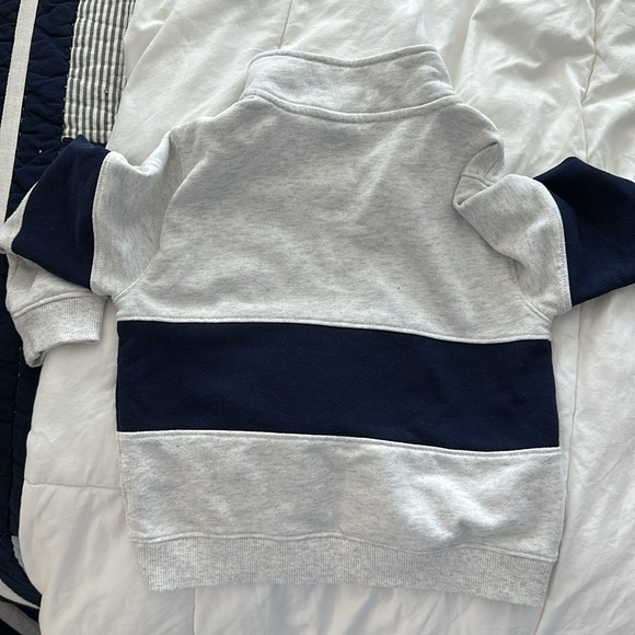 Toddler Grey and Navy Half-Zip Sweater - Picture 2 of 2